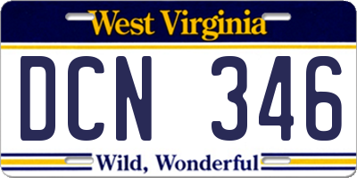 WV license plate DCN346