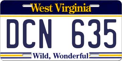 WV license plate DCN635