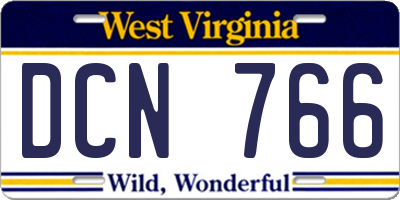 WV license plate DCN766