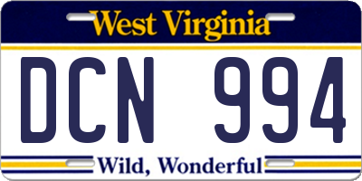 WV license plate DCN994
