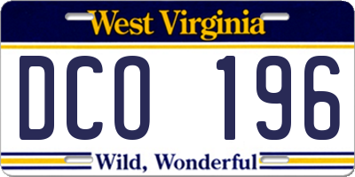 WV license plate DCO196