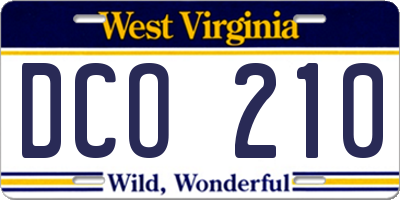 WV license plate DCO210