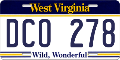 WV license plate DCO278