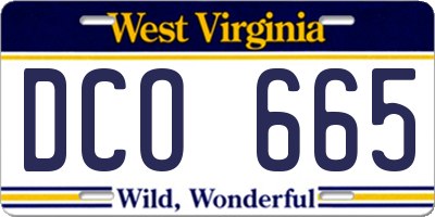 WV license plate DCO665