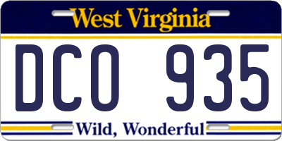 WV license plate DCO935