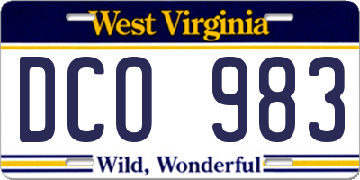 WV license plate DCO983