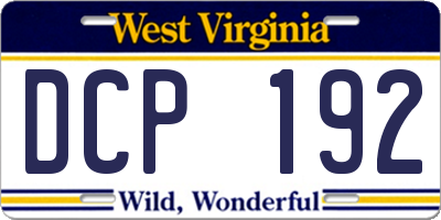 WV license plate DCP192