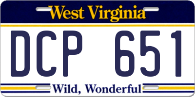 WV license plate DCP651