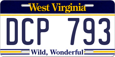 WV license plate DCP793