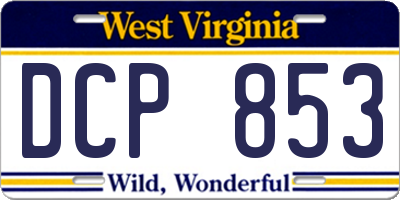WV license plate DCP853