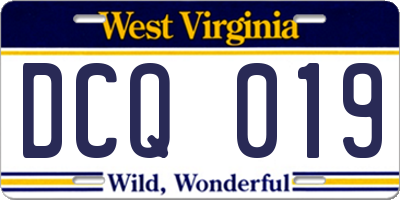 WV license plate DCQ019