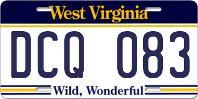 WV license plate DCQ083