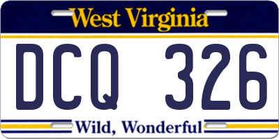 WV license plate DCQ326