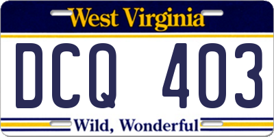 WV license plate DCQ403