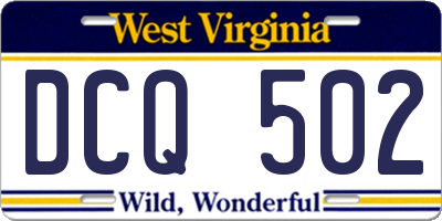WV license plate DCQ502