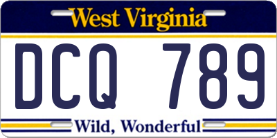 WV license plate DCQ789