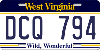 WV license plate DCQ794