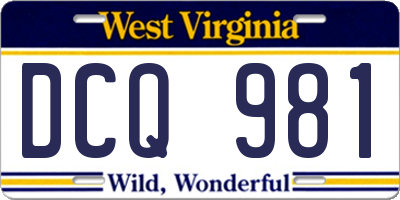 WV license plate DCQ981