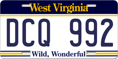 WV license plate DCQ992
