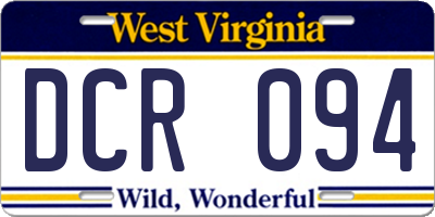 WV license plate DCR094