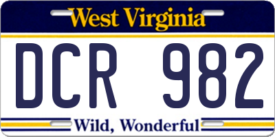 WV license plate DCR982