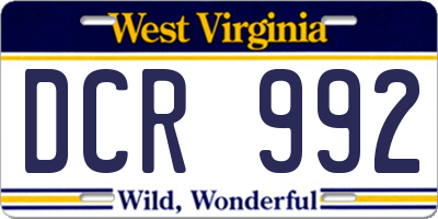 WV license plate DCR992