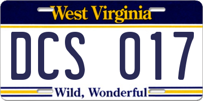 WV license plate DCS017