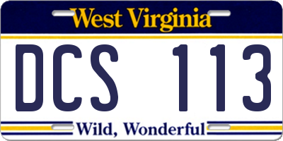 WV license plate DCS113