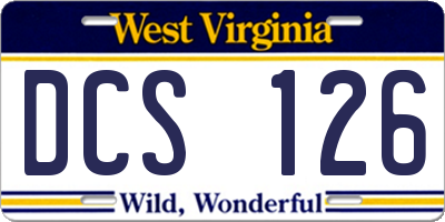 WV license plate DCS126