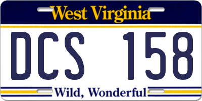 WV license plate DCS158