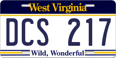 WV license plate DCS217