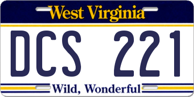 WV license plate DCS221