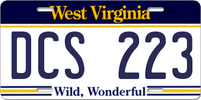WV license plate DCS223