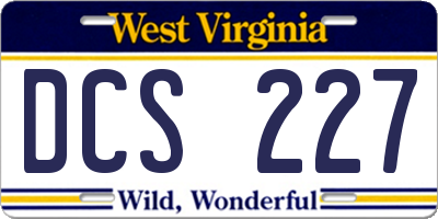 WV license plate DCS227