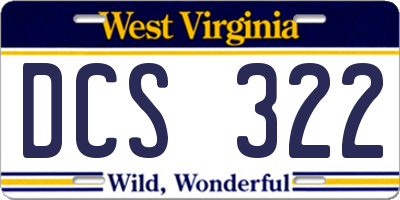WV license plate DCS322