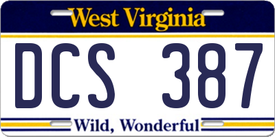 WV license plate DCS387