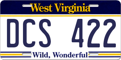 WV license plate DCS422