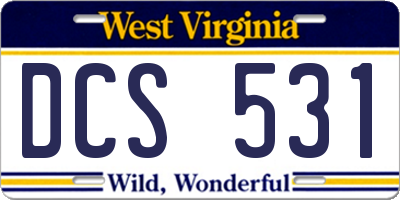 WV license plate DCS531