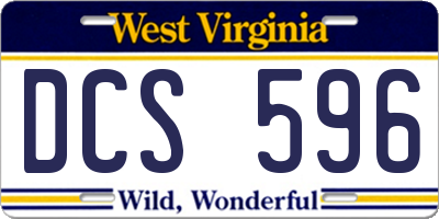 WV license plate DCS596