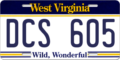 WV license plate DCS605