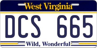 WV license plate DCS665