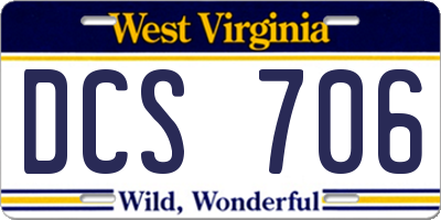 WV license plate DCS706