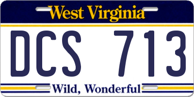 WV license plate DCS713