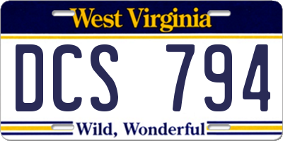 WV license plate DCS794