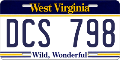 WV license plate DCS798