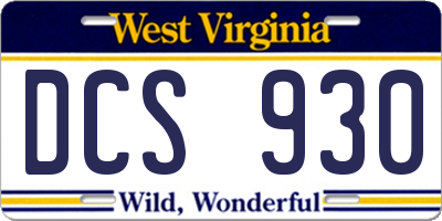 WV license plate DCS930