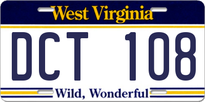 WV license plate DCT108