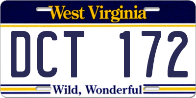 WV license plate DCT172