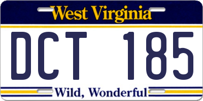 WV license plate DCT185