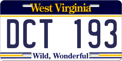 WV license plate DCT193